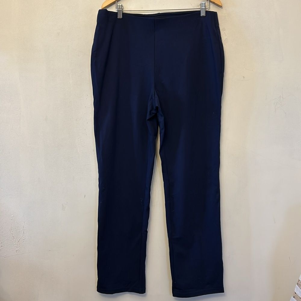 JM Collection navy blue straight leg Ponte pants Comfort waistband Size 1X New - Picture 2 of 6